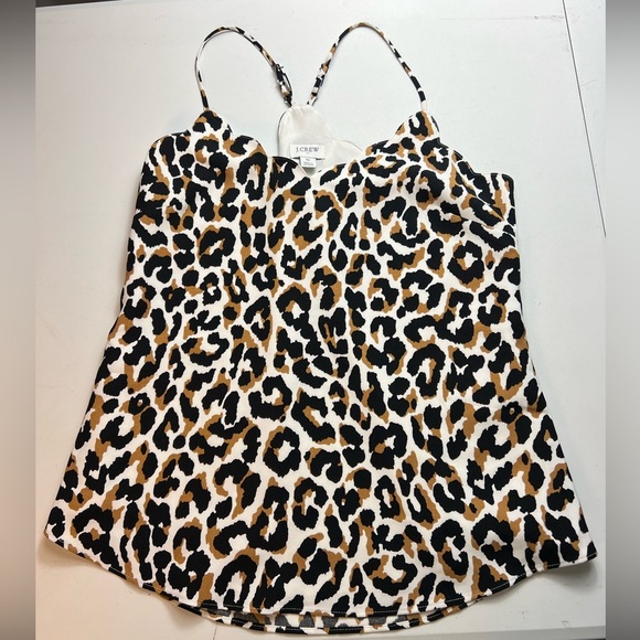 J. Crew Tops - J.Crew Camisole Top Womens Size 0 Brown Animal Leopard Print Scalloped Mobwife